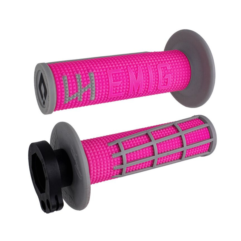 Revêtements de poignée ODI Emig Grip 2.0 coloris rose/gris - Honda CR 250 R