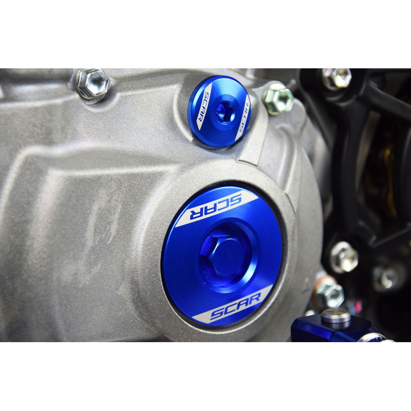 Bouchon de moteur SCAR Racing EP101 bleu aluminium usiné - Yamaha YZ 250 F