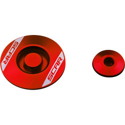 Bouchon de moteur SCAR Racing EP200 rouge aluminium usiné CNC - Honda CRF 250 R