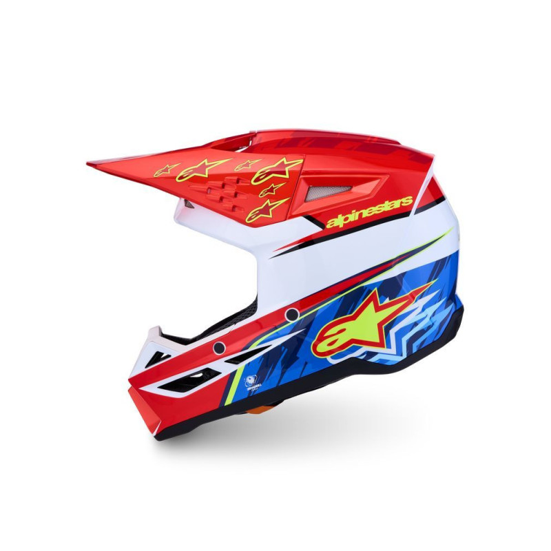 Casque Cross Alpinestars SM3 FALCON Rouge Fluo Blanc Bleu Jaune Fluo 2027