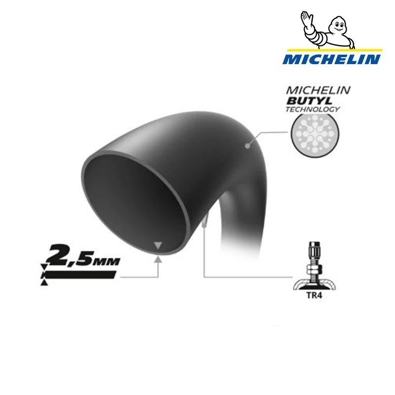 Chambre à air MICHELIN renforcée 2.50-10 , 2.75-10 valve droite TR4 caractéristique