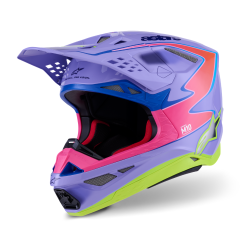 Casque Cross Alpinestars SM10 Jett Lawrence R01 Violet Rose Fluo Jaune Fluo