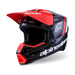Casque Cross Alpinestars SM3 RADIUM Noir Rouge Fluo Blanc Brillant