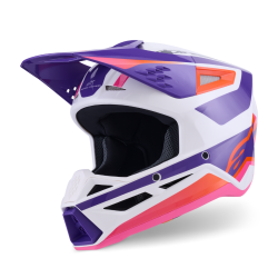 Casque Cross Alpinestars SM3 HEAT Blanc Violet Rose Brillant