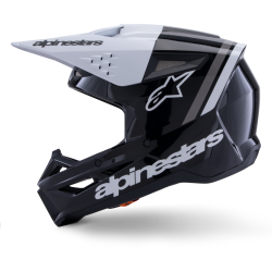 Casque Alpinestars SM3 HEAT Noir Blanc Gris Brillant | Casque SM3 HEAT