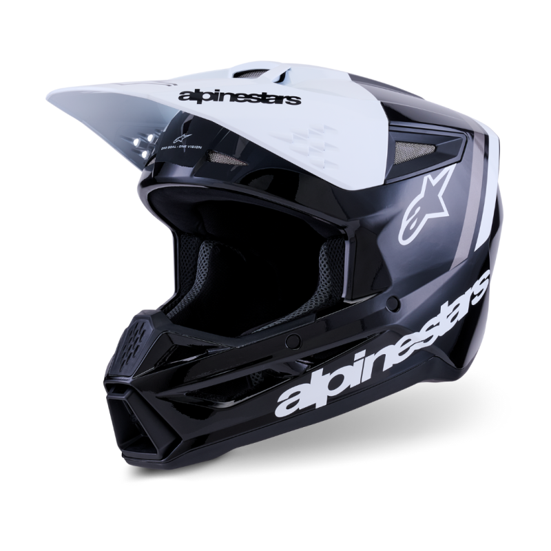 Casque Cross Alpinestars SM3 HEAT Noir Blanc Gris Brillant