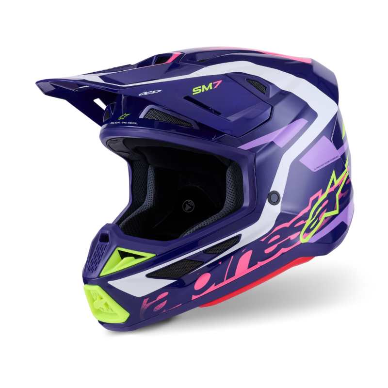 Casque cross Alpinestars SM-7 DEED ECE06 Violet Rose brillant