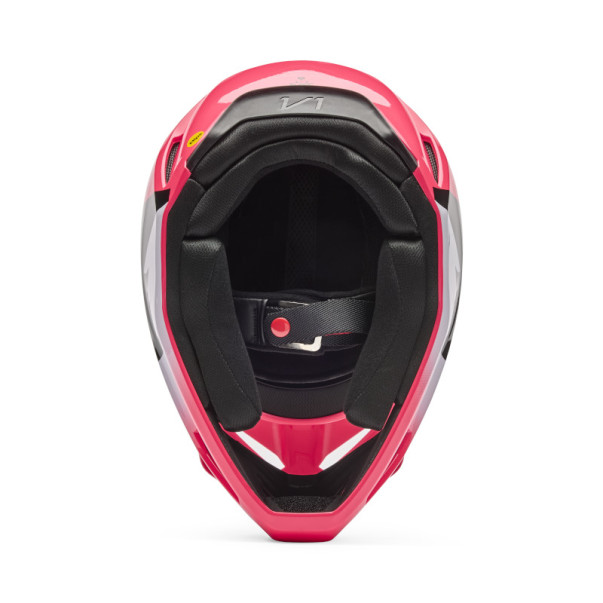 Casque cross Fox V1 Shield Rose Fluo 2026 | Casque FOX Rose 2026