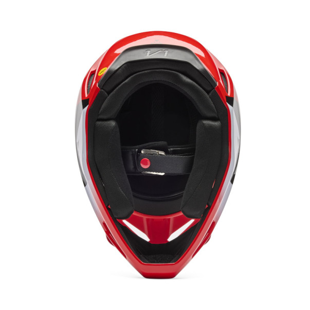 Casque cross Enfant Fox V1 SHIELD Rouge Fluo 2026 | Casque Fox V1 Enfant