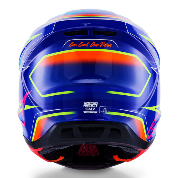 Casque motocross Alpinestars SM-7 CAST Bleu Rose Jaune Fluo | SM-7 CAST