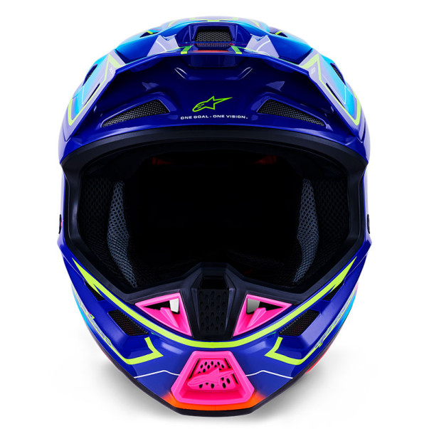 Casque motocross Alpinestars SM-7 CAST Bleu Rose Jaune Fluo | SM-7 CAST