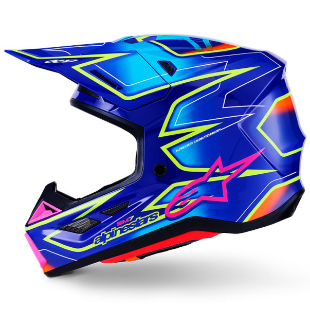 Casque Cross Alpinestars SM-7 CAST Bleu Rose Jaune Fluo | SM-7 2026