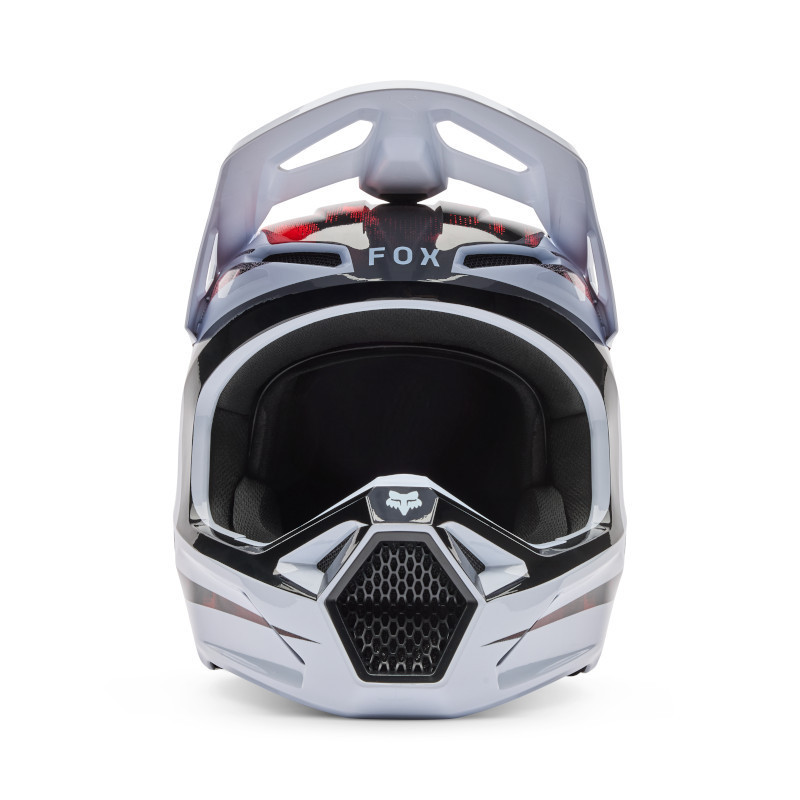 Casque cross Fox V1 KAIROS Blanc Rouge Fluo 2026 | Casque Fox V1 KAIROS