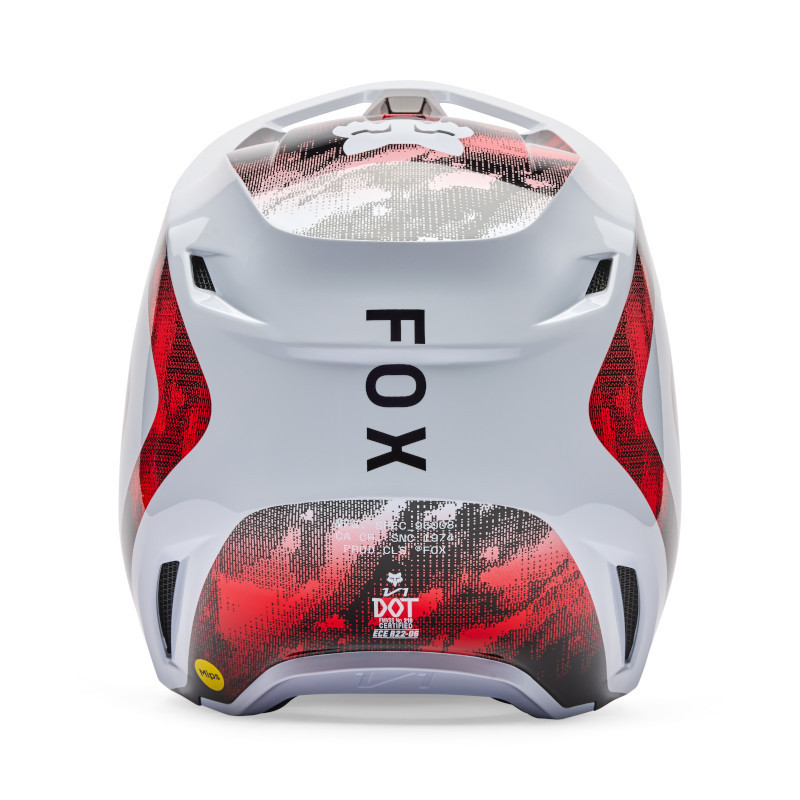 Casque cross Fox V1 KAIROS Blanc Rouge Fluo 2026 | Casque Fox V1 KAIROS